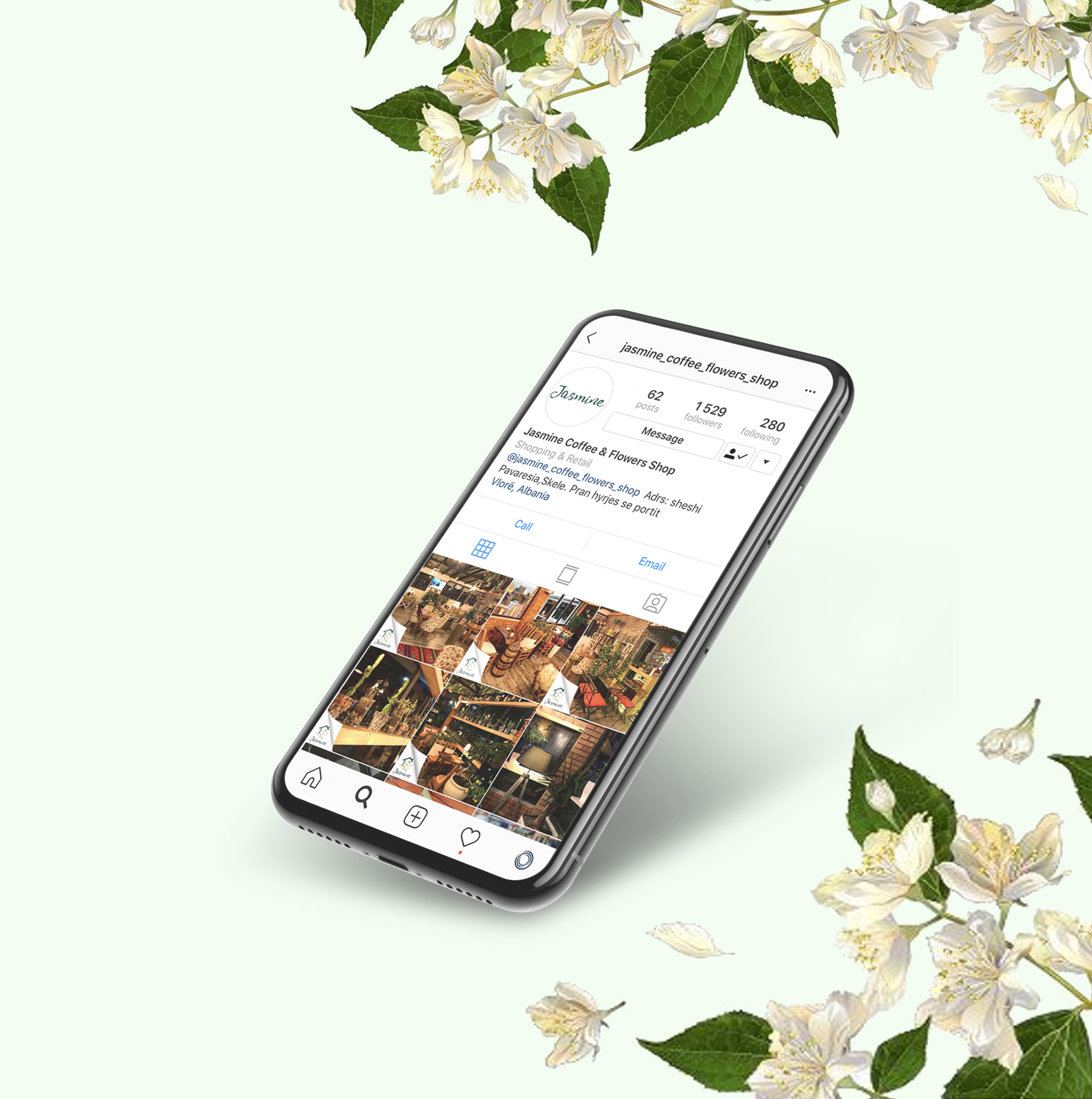 Social media posts design for Jasmine Coffee Flowers Shop by Axios Creative.